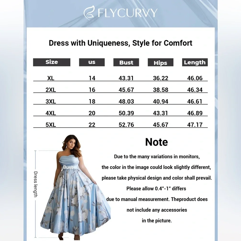 Flycurvy powder blue floral strapless gown 22 - Picture 13 of 13
